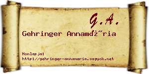 Gehringer Annamária névjegykártya